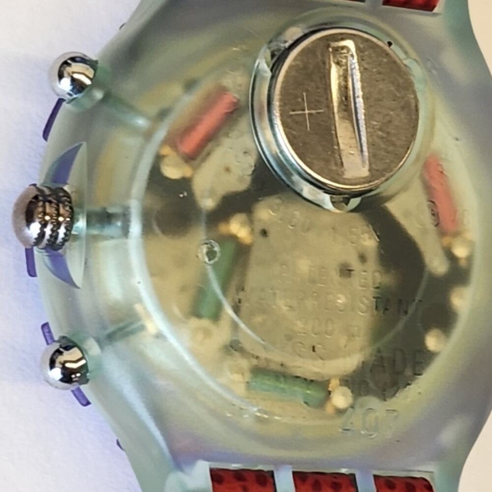 Swatch watch RED HARBOUR SBG100 1993 Aquachrono New old stock - Picture 8 of 9